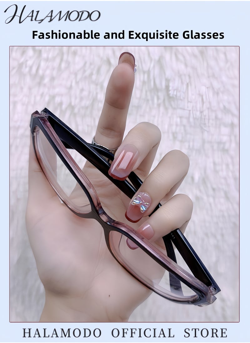 HALAMODO - Unisex Reading Glasses Oversized Blue Light Blocking Glasses Fashion Square Eyewear Anti-Fatigue Computer Monitor Gaming Glasses Reduce Eye Strain Gamer Glasses - Image 1