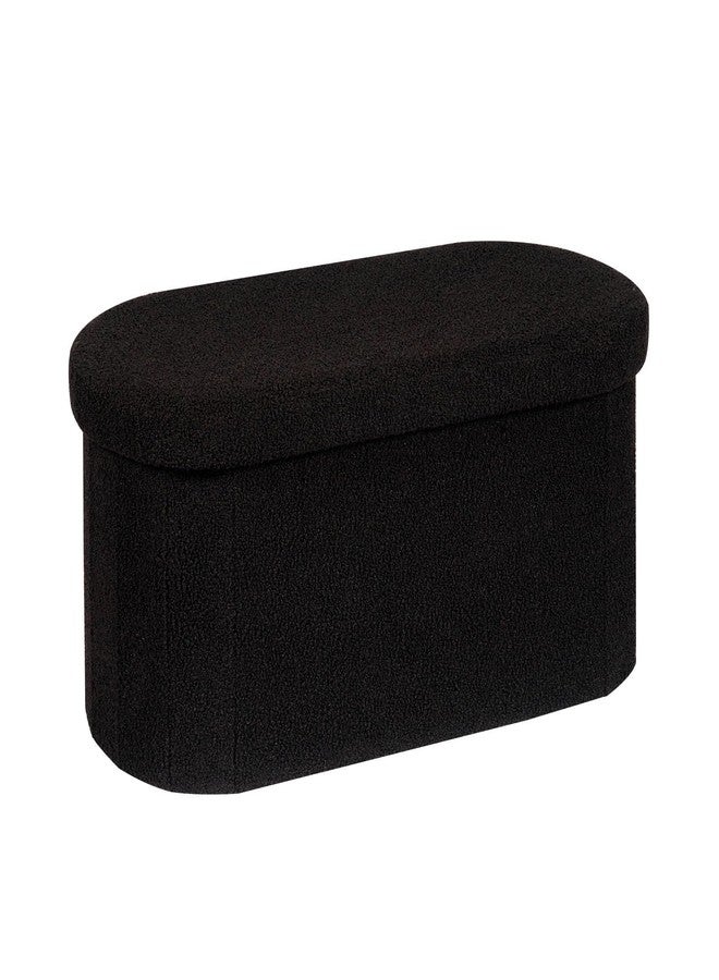 PINPLUS Storage Ottoman Bench Tufted Oval Ottomans Bench Foot Rest, Toy Chest Box Velvet Bench with Storage 30"x15"x15" (Black) - Image 1