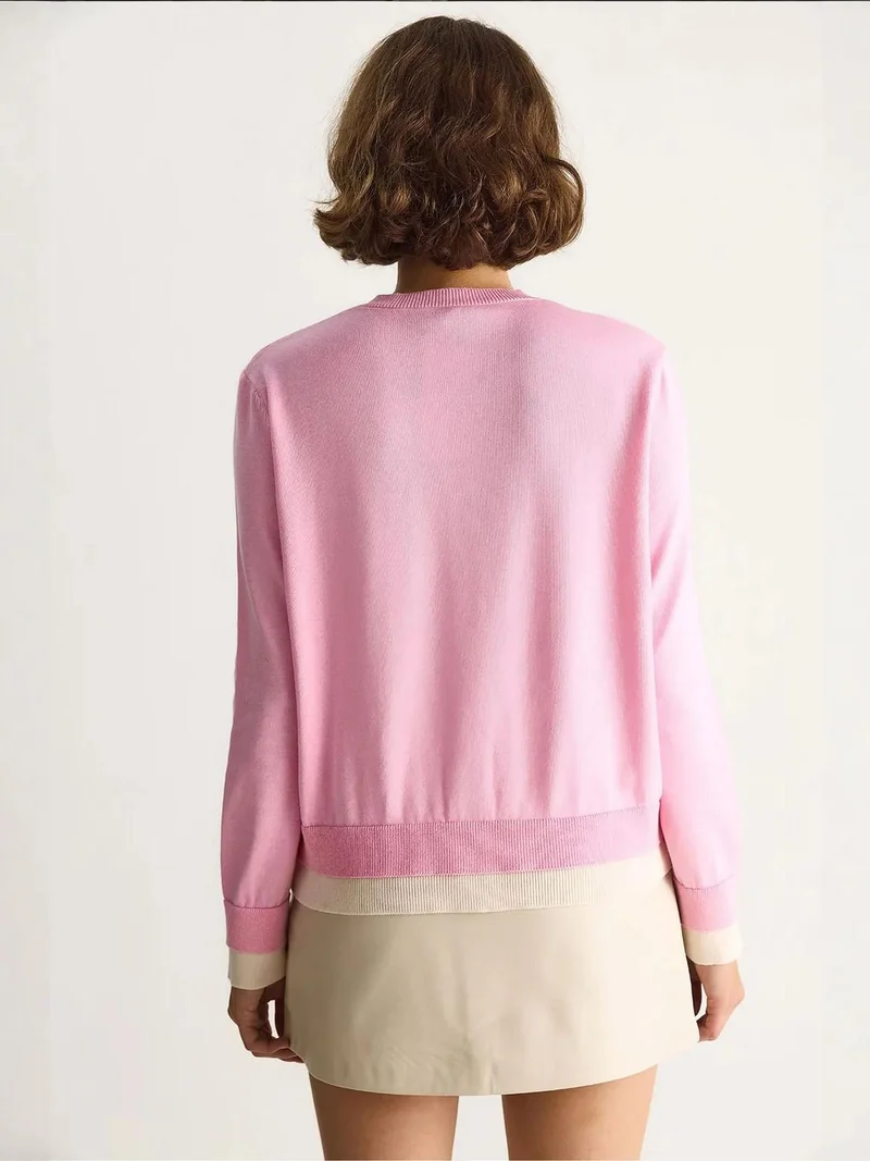 Bianco Lucci LUCCI Color Blocked Long Sleeve Button Cardigan