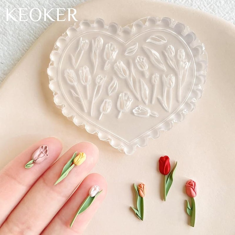 KEOKER Spring Polymer Clay Molds, Polymer Clay Silicone Molds, Flower Polymer Clay Mini Molds, 4pcs Earring Molds for Polymer Clay, Polymer Clay Molds for Jewelry(Substitute Micro Clay Cutters) - Image 5