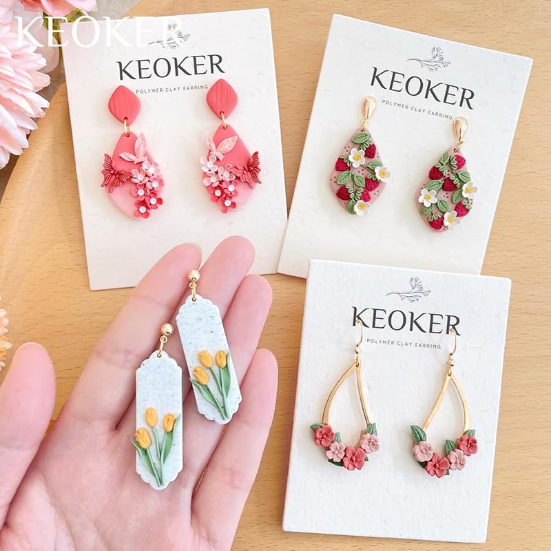 KEOKER Spring Polymer Clay Molds, Polymer Clay Silicone Molds, Flower Polymer Clay Mini Molds, 4pcs Earring Molds for Polymer Clay, Polymer Clay Molds for Jewelry(Substitute Micro Clay Cutters) - Image 4