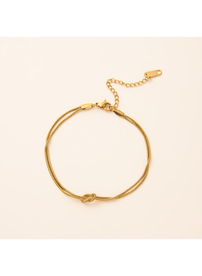 AuliceVerse Couples Bracelet Set, Matching His and Hers Stainless Steel Bracelets, Silver & Gold Snake Chain, Hand-Knotted Adjustable Valentines Gift for Boyfriend and Girlfriend - Image 2