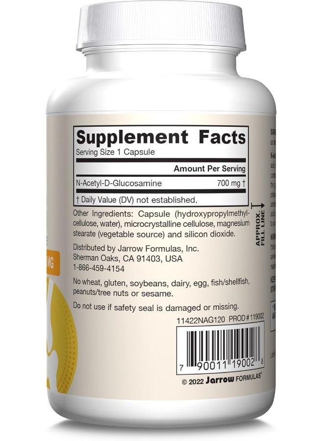 jarrow formulas N-A-G 700 Mg 120 Veggie Caps N-Acetyl Glucosamine Versatile Form Of Glucosamine Supports Joint & Intestinal Health Up To 120 Servings  - Image 2
