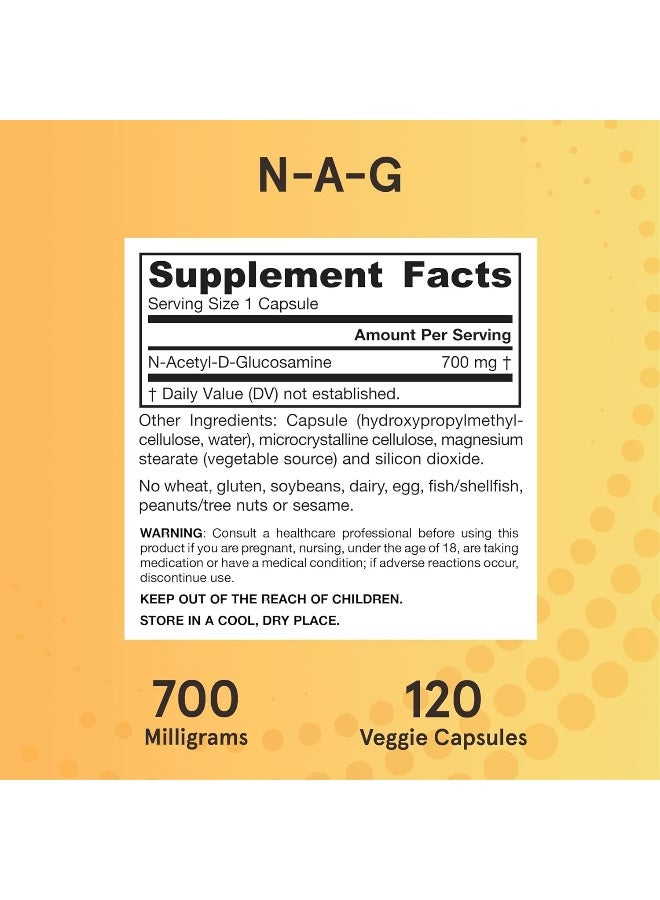 jarrow formulas N-A-G 700 Mg 120 Veggie Caps N-Acetyl Glucosamine Versatile Form Of Glucosamine Supports Joint & Intestinal Health Up To 120 Servings  - Image 4
