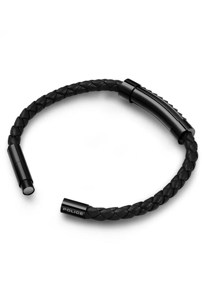 POLICE Geometric Metal Bracelet For Men Black Metal Plated