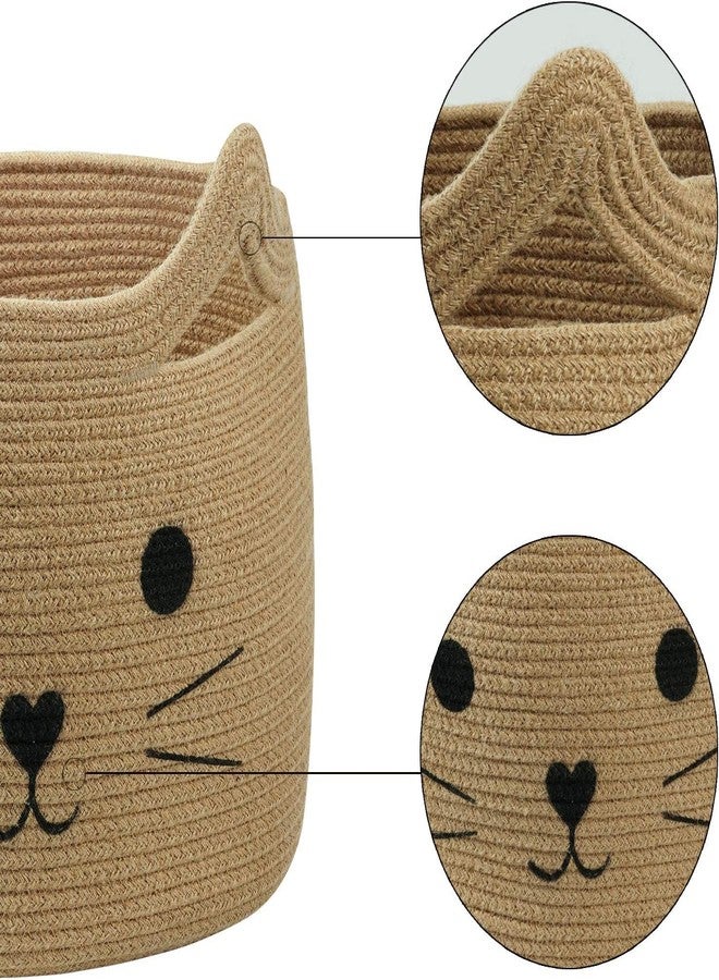 ALBY ☆LBY® ute Cotton Basket, Handcrafted Woven Storage Planter Basket for Home Decor, Multi-Purpose Bag with Handle for Living Room Bathroom Laundry & Toys cat shape10 x 8 inch - Image 2