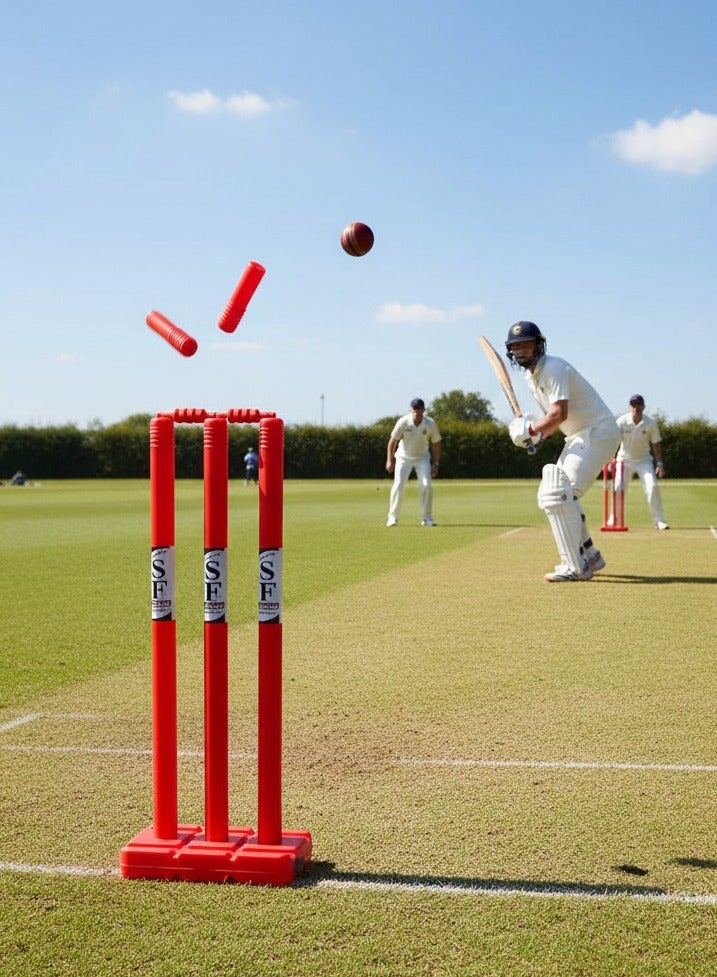 اس اف جذوع كريكيت مع دعامات - قاعدة ثابتة، متينة وناعمة الملمس لمباريات جميع المستويات - Image 2