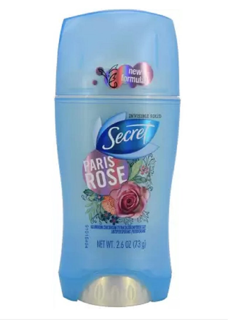 Secret Invisible Solid Deodorant Stick, Paris Rose 73g