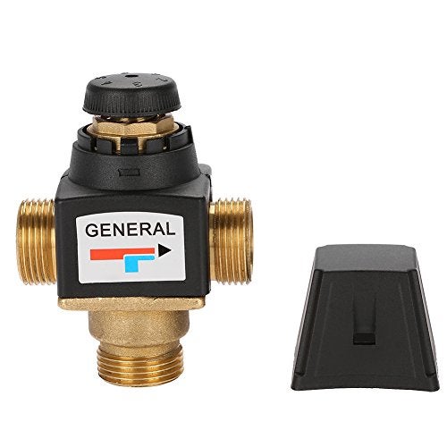 Cuifati 3-Way Mixing Valve 3/4 Mixing Valve DN20 Male Thread Brass Thermostatic Mixing Valve, for Equipped with Domestic Hot Water Device/Floor Heating/Solar Water Heater - Image 1