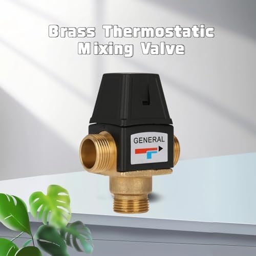 Cuifati 3-Way Mixing Valve 3/4 Mixing Valve DN20 Male Thread Brass Thermostatic Mixing Valve, for Equipped with Domestic Hot Water Device/Floor Heating/Solar Water Heater - Image 2