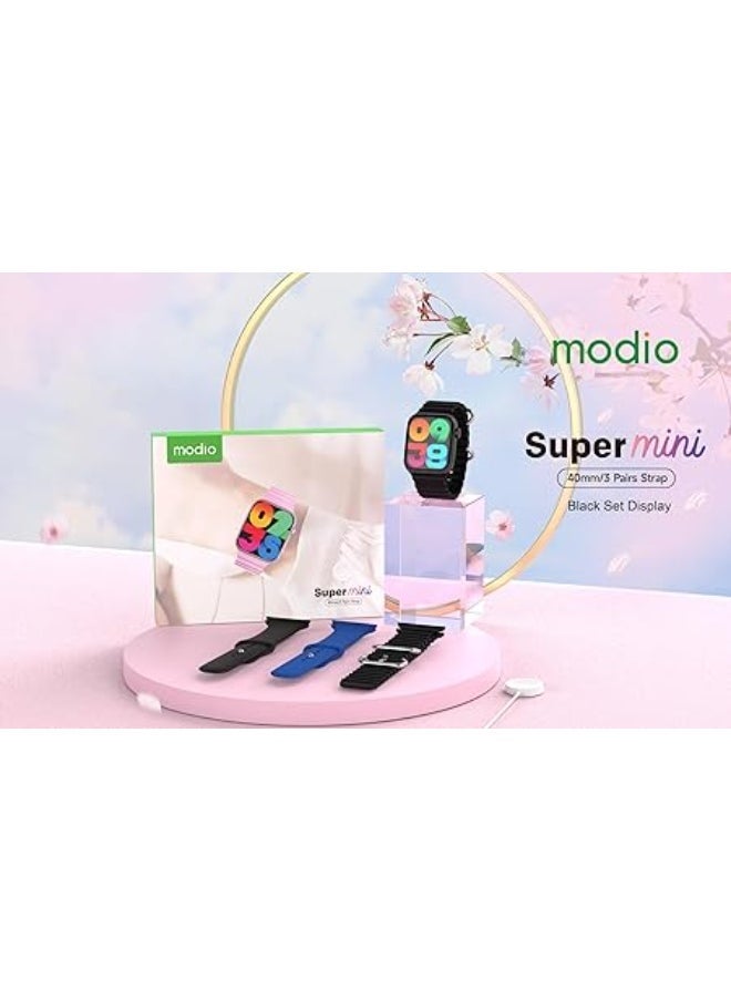 modio Super Mini Ladies Special Smart Watch with Three Interchangeable Straps – Elegant, Compact Design for Women – Wireless Charging Enabled, Multi-Functional Fitness Tracker with Heart Rate Monitor, Sleep Tracking, Notifications, and Stylish Look for Everyday Wear  - Image 4