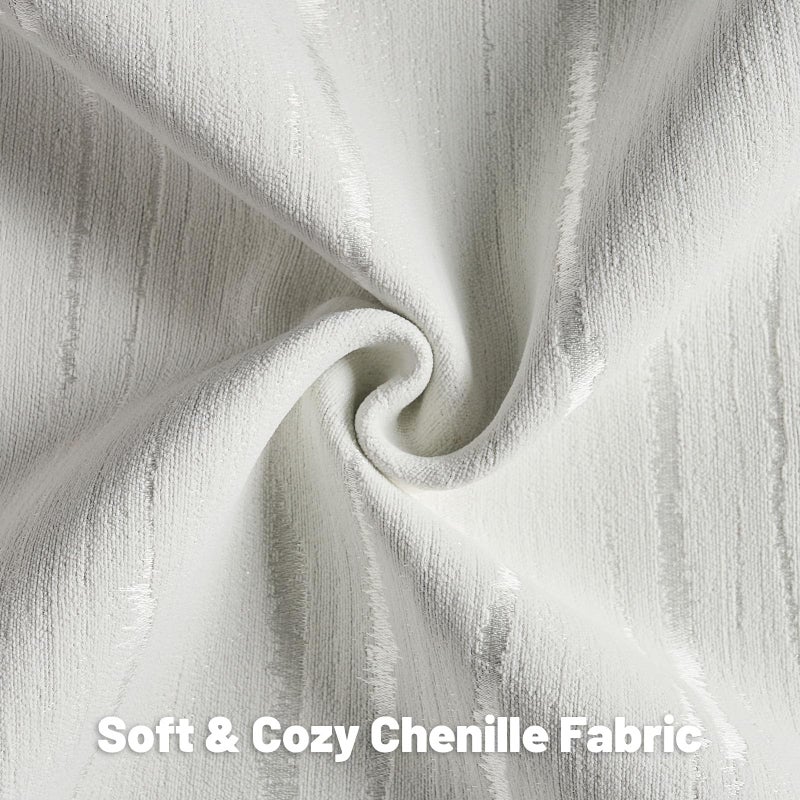 FUTEI White Chenille Decorative Throw Pillow Covers 18x18 Inch Set of 2,Soft Embossed Striped Textured Cushion Case,Modern Home Decor for Couch Bed Living Room - Image 2