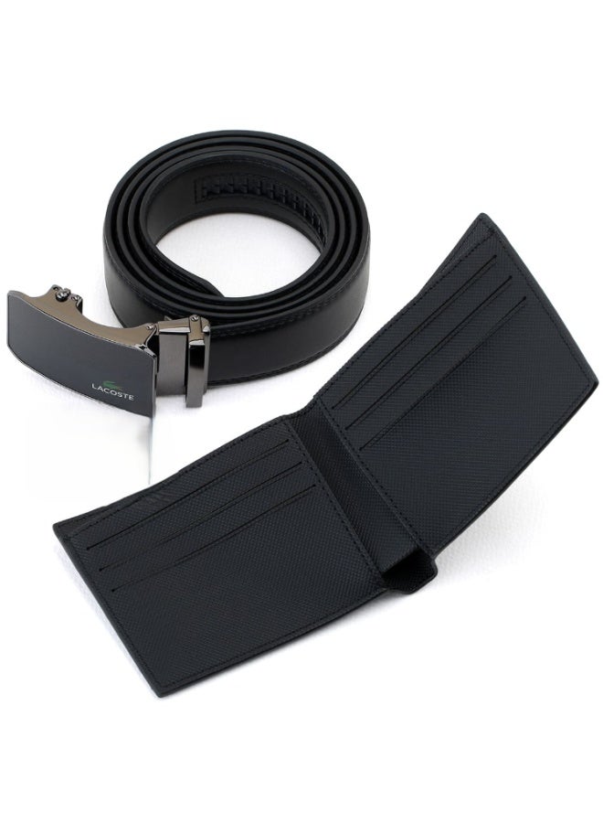 Lacoste Men’s Black Genuine Leather Wallet and Belt Gift Set – Premium Designer Accessory Set - Image 2