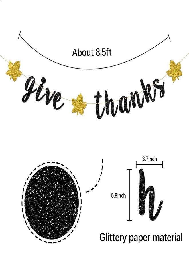 INNORU Give Thanks Banner, Thanksgiving Day Party Decorations, Hello Autumn Party Banner, Thank You Party Decoration Suppllies, Black Glitter - Image 2