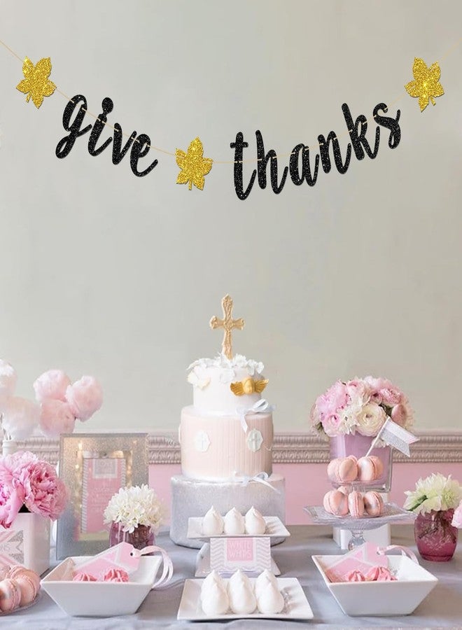 INNORU Give Thanks Banner, Thanksgiving Day Party Decorations, Hello Autumn Party Banner, Thank You Party Decoration Suppllies, Black Glitter - Image 5