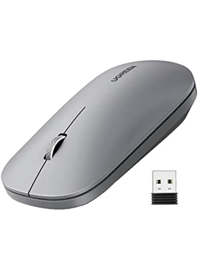 Wireless Mouse Silent Computer Mice Slim Noiseless Mouse for Laptop with 2.4G USB Adapter Ultrafast Scrolling Tablet Mice 4 Adjustable DPI Compatible with PC HP Lenovo ASUS Dell Smart TV-Grey - Image 1