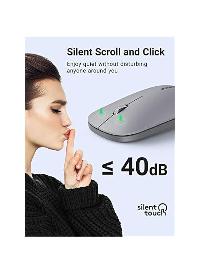 Wireless Mouse Silent Computer Mice Slim Noiseless Mouse for Laptop with 2.4G USB Adapter Ultrafast Scrolling Tablet Mice 4 Adjustable DPI Compatible with PC HP Lenovo ASUS Dell Smart TV-Grey - Image 2