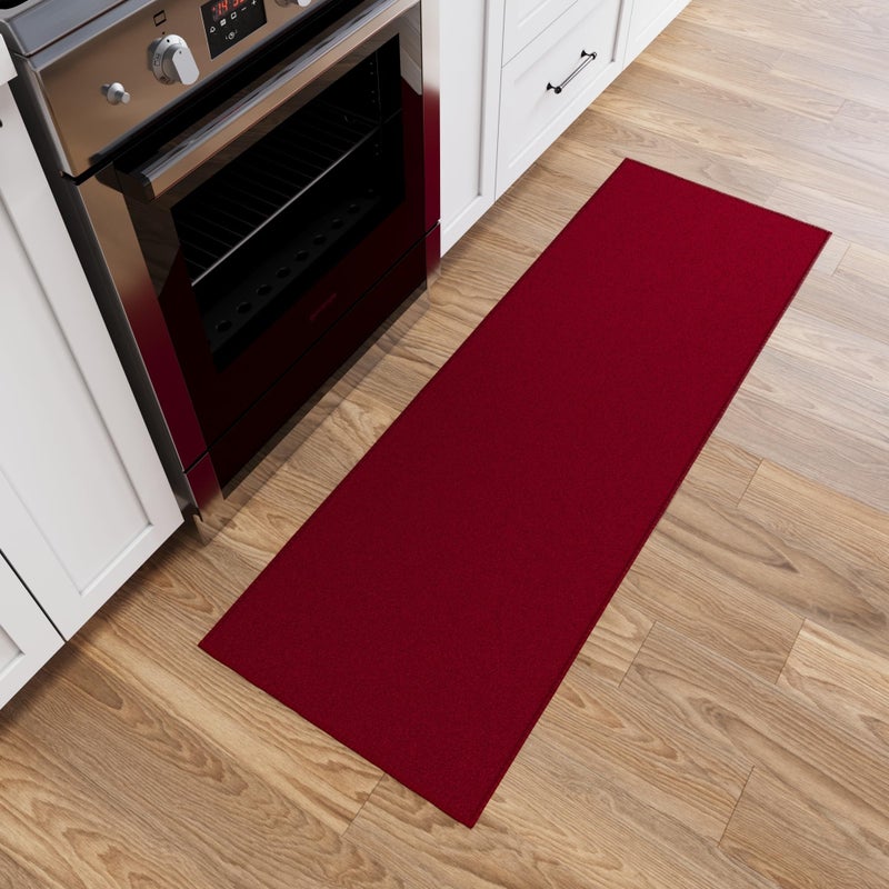 Ottomanson Hallway Runner Rug 20 x 59 Non Slip Solid Area Rugs Easy to Clean Laundry Rug Runner Durable  Pet Friendly Floor Carpet Runners for Hallways Entryway Living Room Kitchen Red