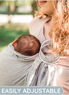 Y&D Baby Carrier Wrap, Sling and Ring Cotton Muslin Infant Carrier, Front Chest Newborn Toddler – Grey  - Image 3