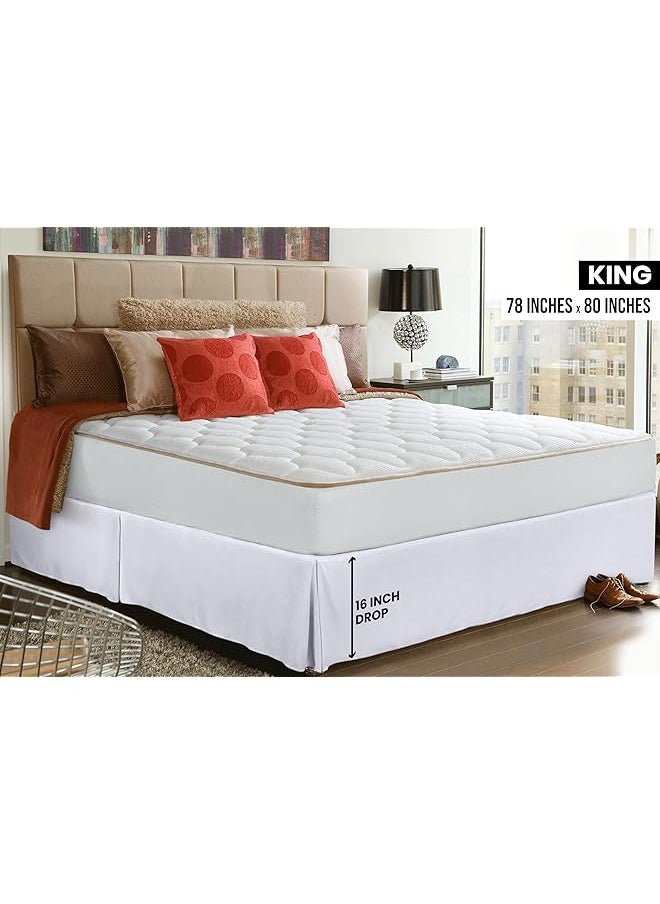 erorex King Bed Skirt Soft Quadruple Pleated Ruffle Easy Fit With 16 Inch Tailored Drop Hotel Quality Shrinkage And Fade Resistant King White  - Image 2