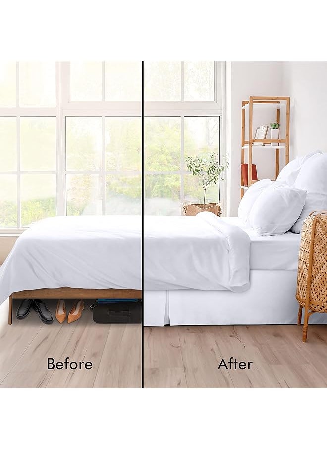 erorex King Bed Skirt Soft Quadruple Pleated Ruffle Easy Fit With 16 Inch Tailored Drop Hotel Quality Shrinkage And Fade Resistant King White  - Image 3