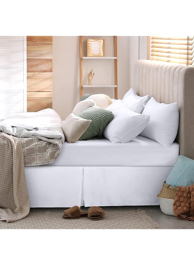 erorex King Bed Skirt Soft Quadruple Pleated Ruffle Easy Fit With 16 Inch Tailored Drop Hotel Quality Shrinkage And Fade Resistant King White  - Image 4