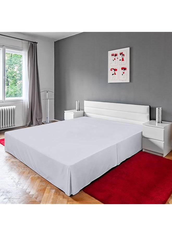 erorex - King Bed Skirt Soft Quadruple Pleated Ruffle Easy Fit With 16 Inch Tailored Drop Hotel Quality Shrinkage And Fade Resistant King White - Image 1