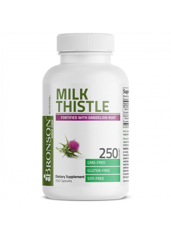 Bronson Bronson Milk Thistle Silymarin Marianum & Dandelion Root Liver Health Support, Antioxidant Support, Detox, 250 Capsules  - Image 2