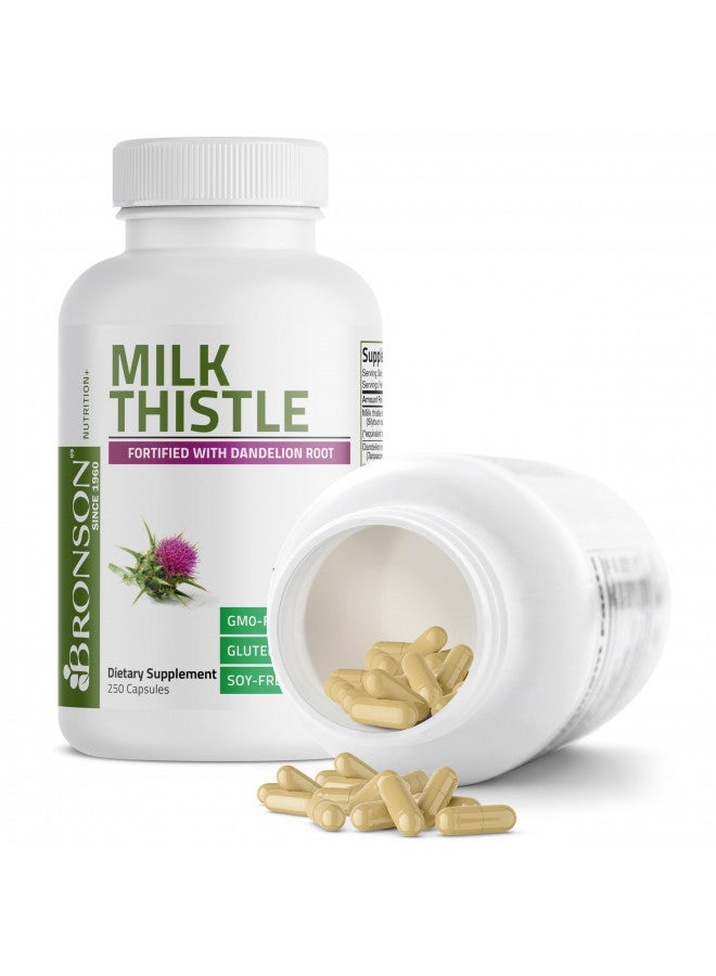 Bronson Bronson Milk Thistle Silymarin Marianum & Dandelion Root Liver Health Support, Antioxidant Support, Detox, 250 Capsules  - Image 3