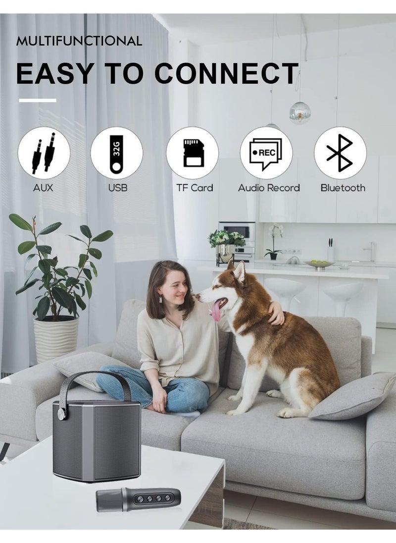 TIGER YS-102 Bluetooth Karaoke Speaker with Wireless Microphone – Portable Family KTV System with Reverb, Vocal Cut, Tone Control, USB/TF/AUX/Bluetooth Support – Rechargeable Battery for Home, Outdoor & Kids Parties - Image 4