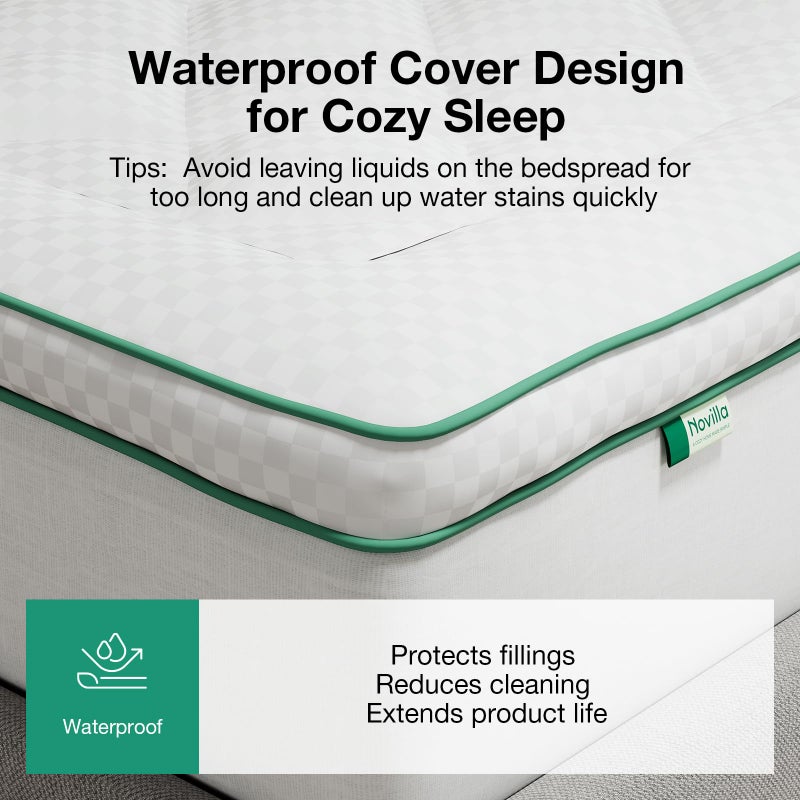 Novilla Queen Mattress Topper, Extra Thick Pillow Top Mattress Pad, Down Alternative Fill Breathable Cotton Cover, 8-21" Deep Pocket Soft Bed Topper for Back Pain Relief - Image 3