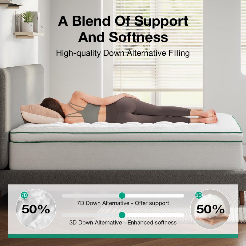 Novilla Queen Mattress Topper, Extra Thick Pillow Top Mattress Pad, Down Alternative Fill Breathable Cotton Cover, 8-21" Deep Pocket Soft Bed Topper for Back Pain Relief - Image 4