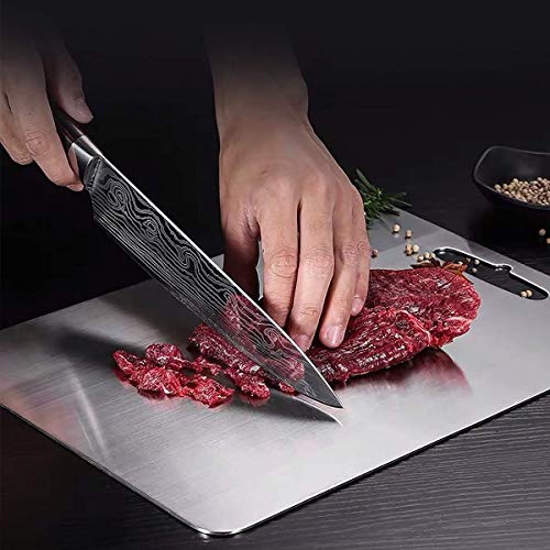 INDIAN DECOR 50199 Super Slim Stainless Steel Cutting Board,Multi Purpose Chopping Board, Unique Safe Butcher Block for Food Preparation (13.78"x 10.63") Made in India!! - Image 3