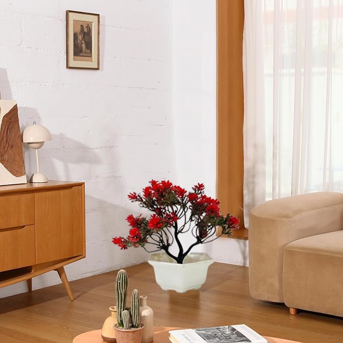 ATEVON ATEVON Artificial Flowers with Pot for Decoration for Table top, Home Decor, Office Decor, Cherry Blossom Flowers  - Image 4