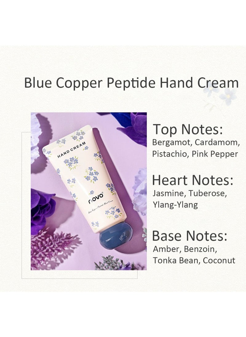Novo Blue Copper Peptide Hand Cream, Soothing Hand Cream for Dry Cracked Hands, Deep Repairing Hand Lotion, Brightening Hand Care Cream, Hand Moisturizer, Gifts for Women 60g  - Image 2