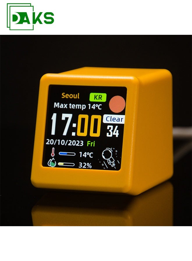 DAKS Digital Alarm Clock with WiFi Smart Weather Station and Air Quality Monitor – Real-Time Weather, Indoor Temperature, Humidity, Wind Speed Display, Calendar, and Smart Desktop Clock for Home, Bedroom, and Office - Image 1