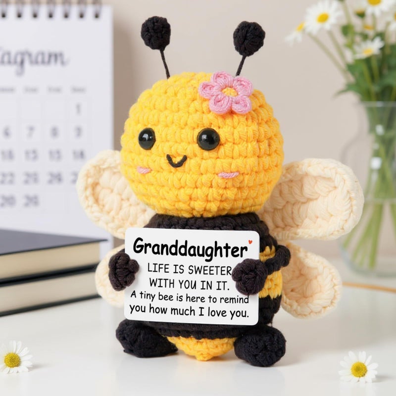 Gleevera Granddaughter Gifts from Grandma Grandpa, Birthday Gifts for Granddaughter Ideas - Cute Handmade Crochet Bee - Birthday Mothers Day Present Granddaughters, Emotional Support Animal Gift - Image 5