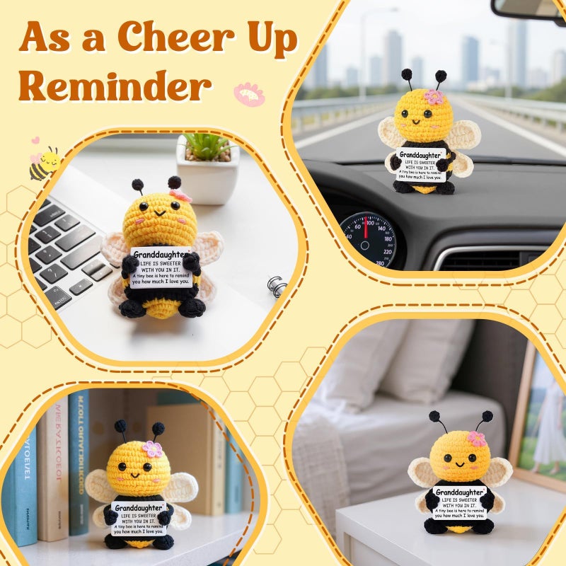 Gleevera Granddaughter Gifts from Grandma Grandpa, Birthday Gifts for Granddaughter Ideas - Cute Handmade Crochet Bee - Birthday Mothers Day Present Granddaughters, Emotional Support Animal Gift - Image 4