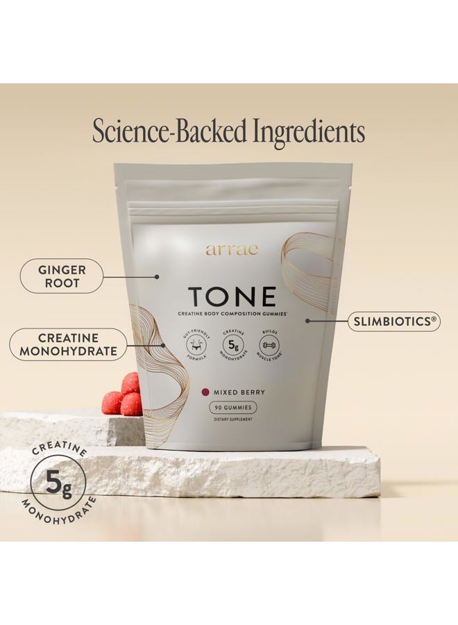 Arrae Tone Gummies – Creatine Monohydrate 5g for Women – Support Lean Muscle, Strength & Recovery – Hormone-Friendly Muscle Toning Supplement – Mixed Berry Flavor – 90 Count - Image 3