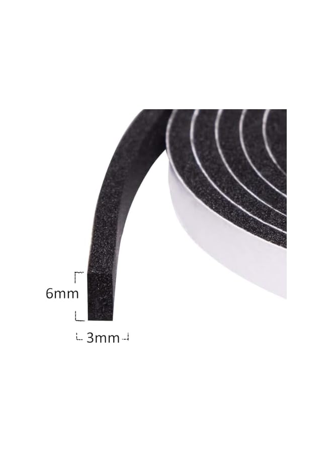 PROMASS Foam Insulation Tape Self Adhesive, 3 Rolls 6mm(W) x 3mm(T) Total 15M Long, Draught Excluder Tape for Doors, Window Seal Strip for Gap Seal, Anti-Collision, Weatherproof, Gap Sealing(A-6mm*3mm*15m) - Image 3
