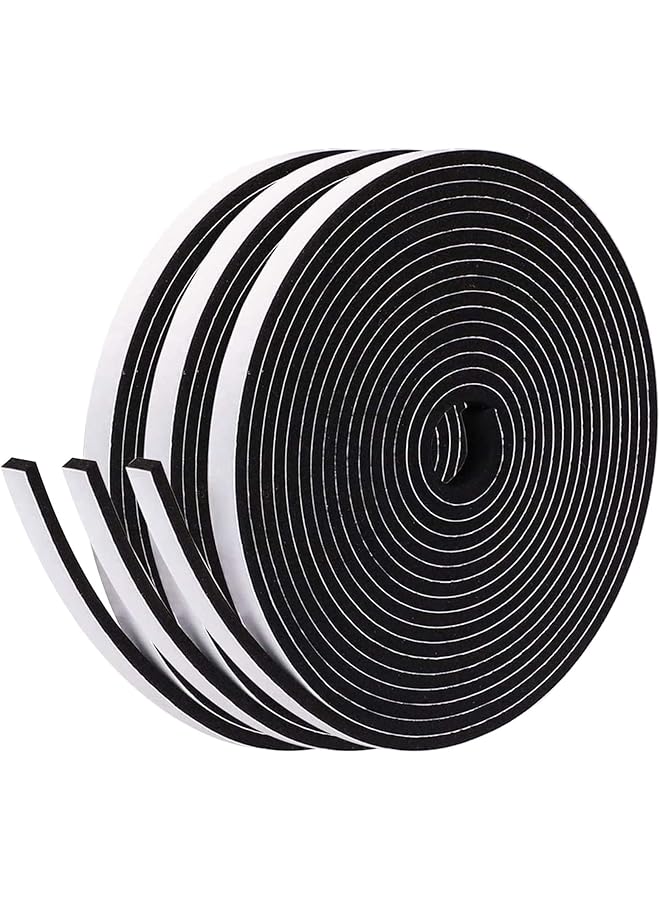 PROMASS Foam Insulation Tape Self Adhesive, 3 Rolls 6mm(W) x 3mm(T) Total 15M Long, Draught Excluder Tape for Doors, Window Seal Strip for Gap Seal, Anti-Collision, Weatherproof, Gap Sealing(A-6mm*3mm*15m) - Image 1