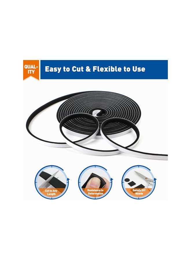 PROMASS Foam Insulation Tape Self Adhesive, 3 Rolls 6mm(W) x 3mm(T) Total 15M Long, Draught Excluder Tape for Doors, Window Seal Strip for Gap Seal, Anti-Collision, Weatherproof, Gap Sealing(A-6mm*3mm*15m) - Image 4