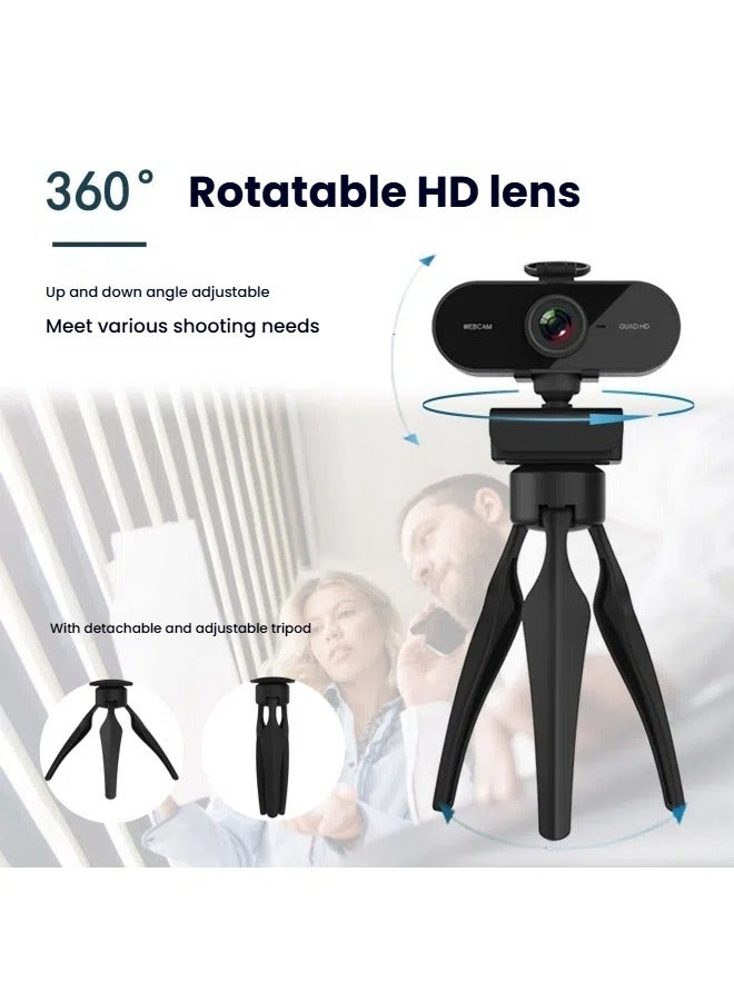 PC computer camera USB with microphone driver-free live online class 2K ultra-high-definition lens autofocus - Image 2