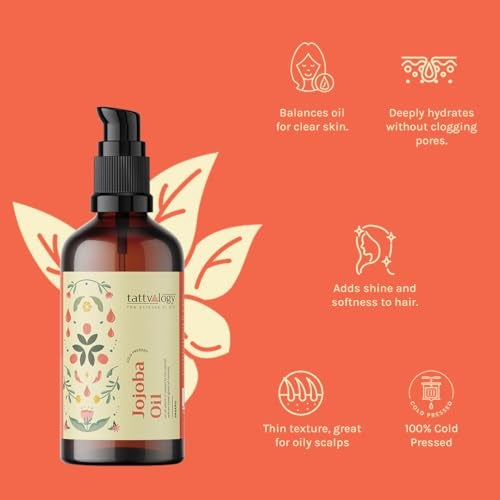 Tattvalogy Jojoba Carrier Oil | Cold Pressed Oil of Certified Organic Jojoba | Use as Natural Skin Moisturiser & Hair Smoother | 100% Natural, Pure & Organic Ingredients | For Hair & Skin (50ml) - Image 4