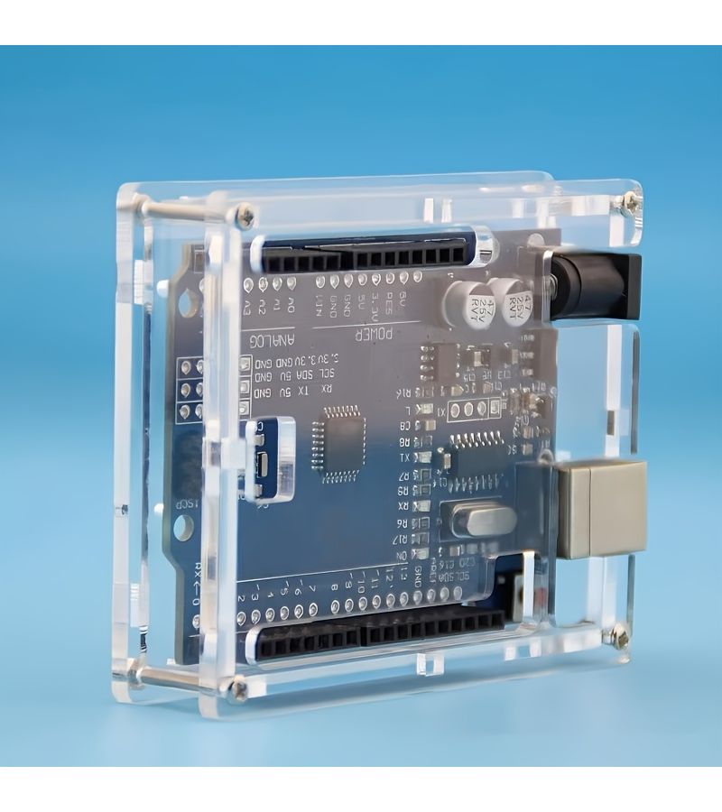 مجموعة من غلافين أكريليك شفاف أبيض لوحة Arduino Uno R3 غلاف واقي للوحة التطوير Uno R3 - Image 3