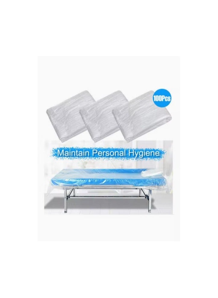 Disposable Bedspread Cover SPA Massage Treatment Table Sheets Transparent Beauty Bed Waterproof Film Couch, Disposable Massage Bed Cover, 50 PCS - Image 1