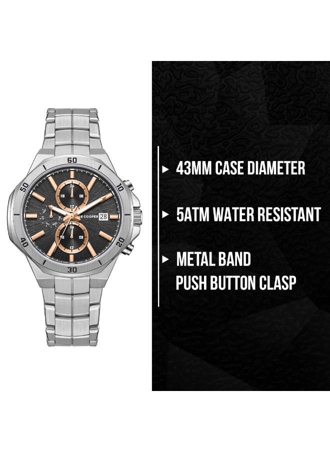 Lee Cooper Men's Multi Function Display Watch With Silver Metal Strap - LC08087.340  - Image 2