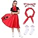 Leadtex 50s Poodle Skirt Sock Hop Costume Accessory Set for Girls with ScarfGlassesSocks - Image 2