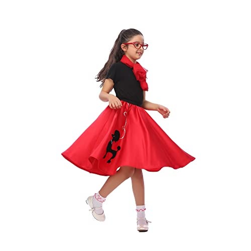 Leadtex 50s Poodle Skirt Sock Hop Costume Accessory Set for Girls with ScarfGlassesSocks - Image 5