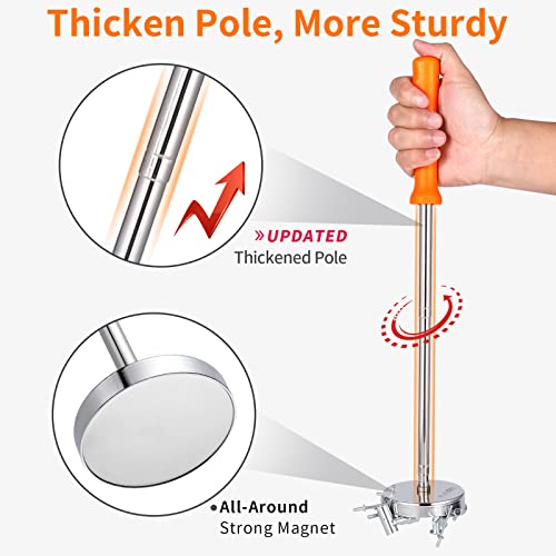 Rechabite Magnetic Sweeper Telescoping Pick-up Tool, Thickened Pole, 35LB Magnet Stick Screws Parts Finder, Pickup Nails, Screws, and Metal Picker, Orange Handle - Image 2